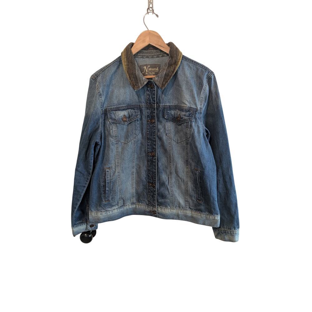 Vintage Natural Patchwork Denim Vest Women Size XL Blue Boho Western Indie Y2K